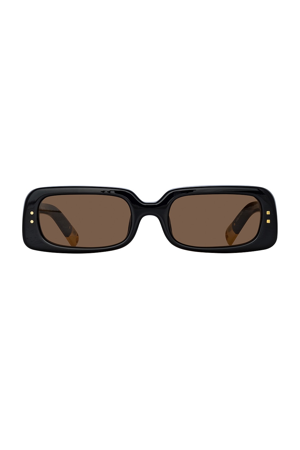 Shop Jacquemus Jac47 Sunglasses In Black  Yellow Gold  & Brown