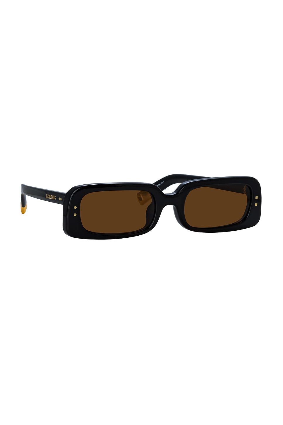 Shop Jacquemus Jac47 Sunglasses In Black  Yellow Gold  & Brown