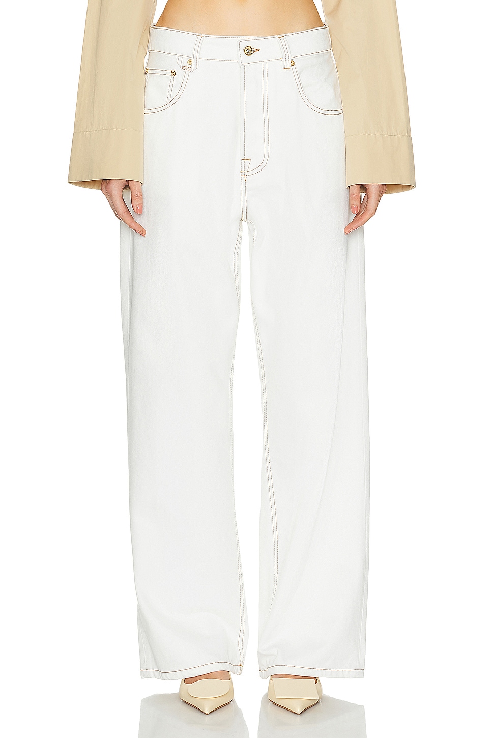 Image 1 of JACQUEMUS Le De Nimes Large in Off White & Tabac