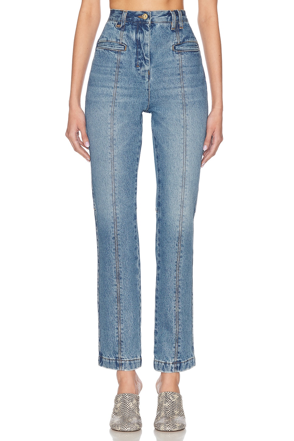 Jacquemus Denim Trousers With Belt Loops In Blue Tabac