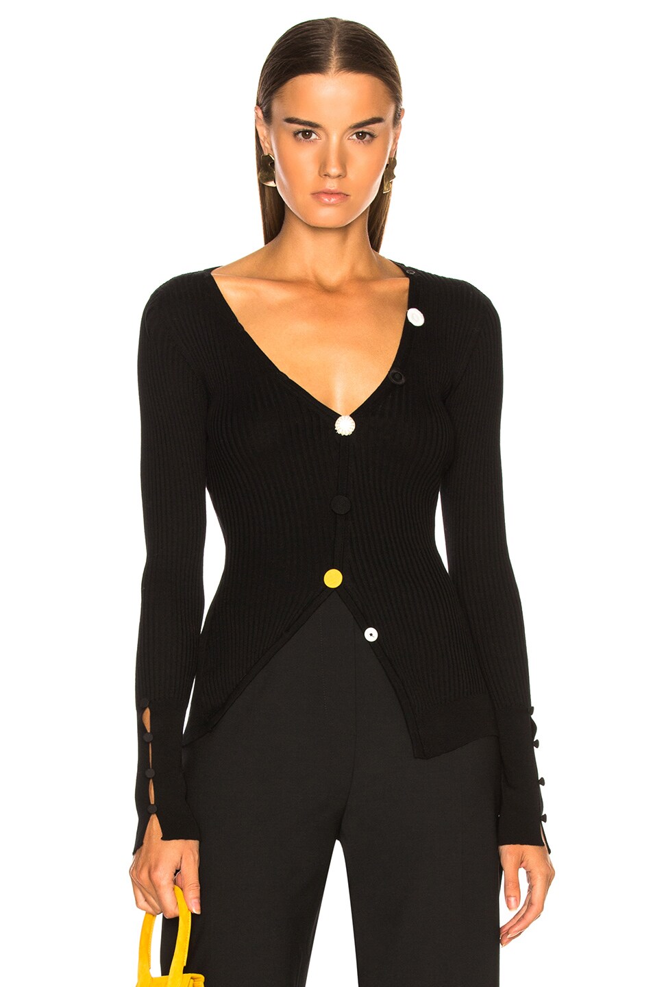 JACQUEMUS Asymmetric Cardigan in Black | FWRD