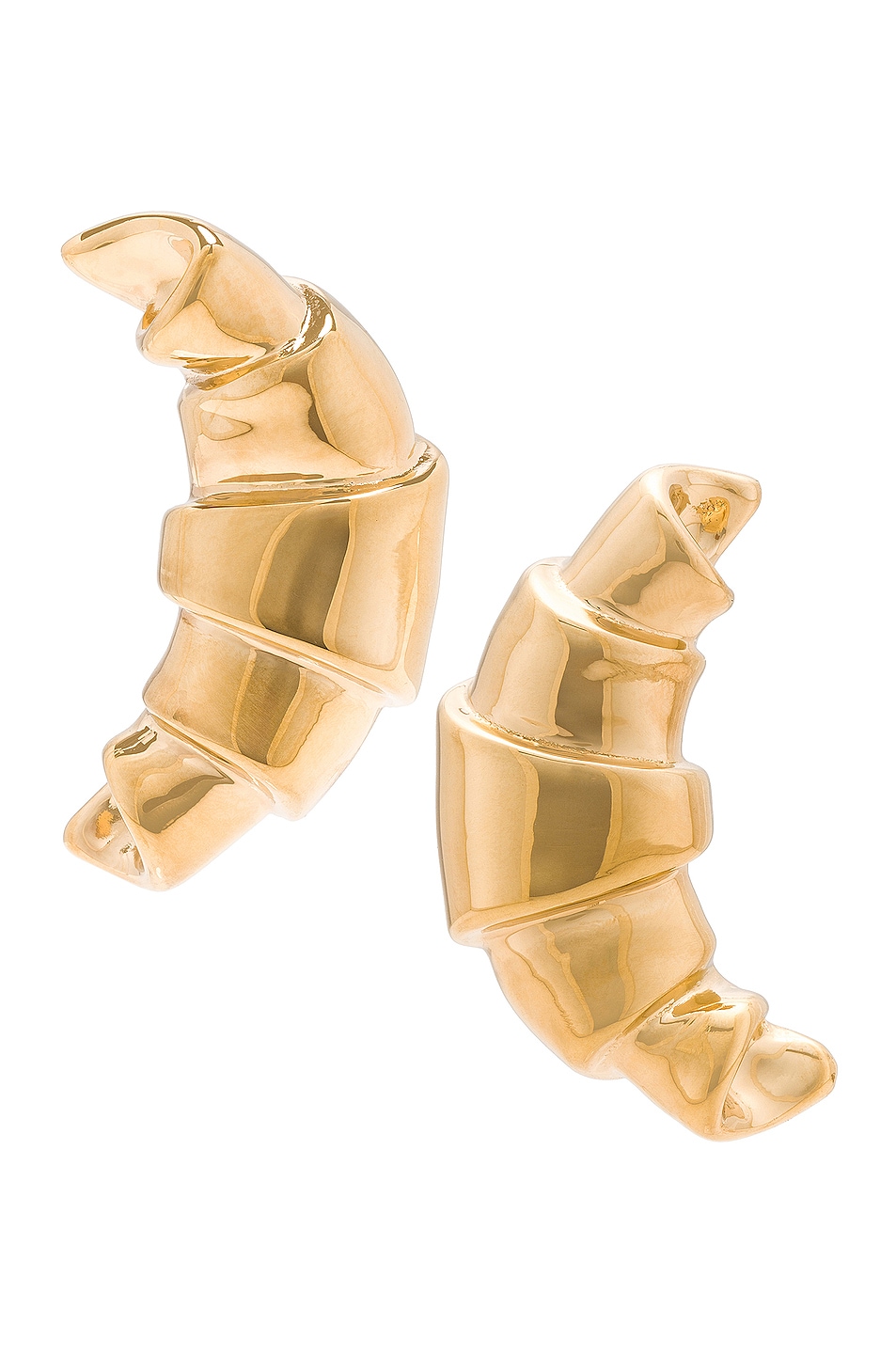 Image 1 of JACQUEMUS Les Boucles Croissant in Light Gold