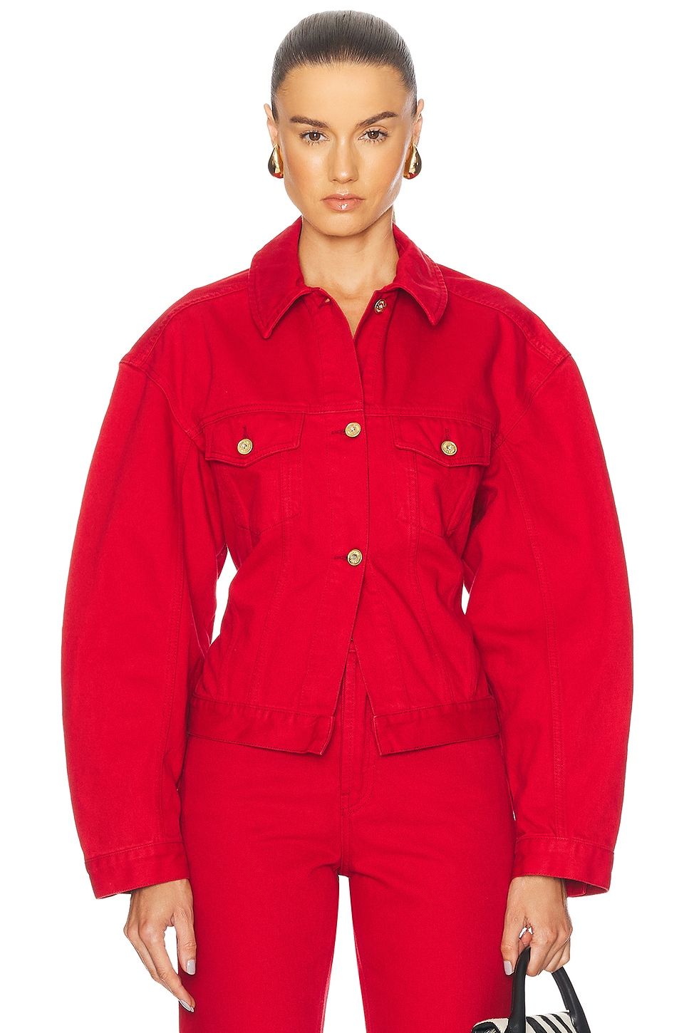 Shop Jacquemus La Veste Le De-nimes In Red