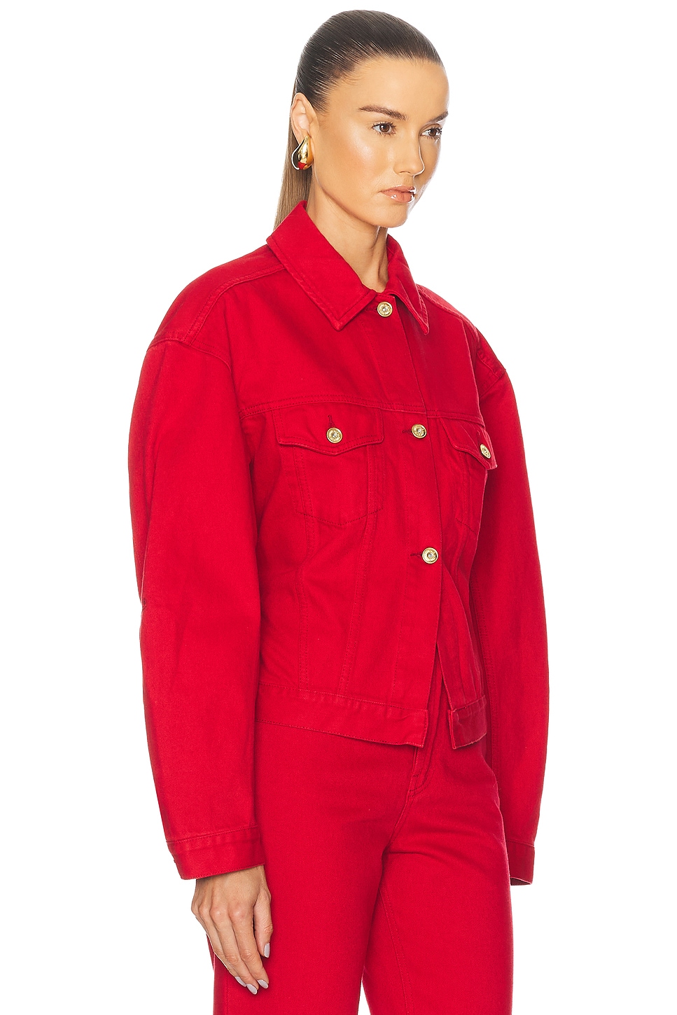 Shop Jacquemus La Veste Le De-nimes In Red