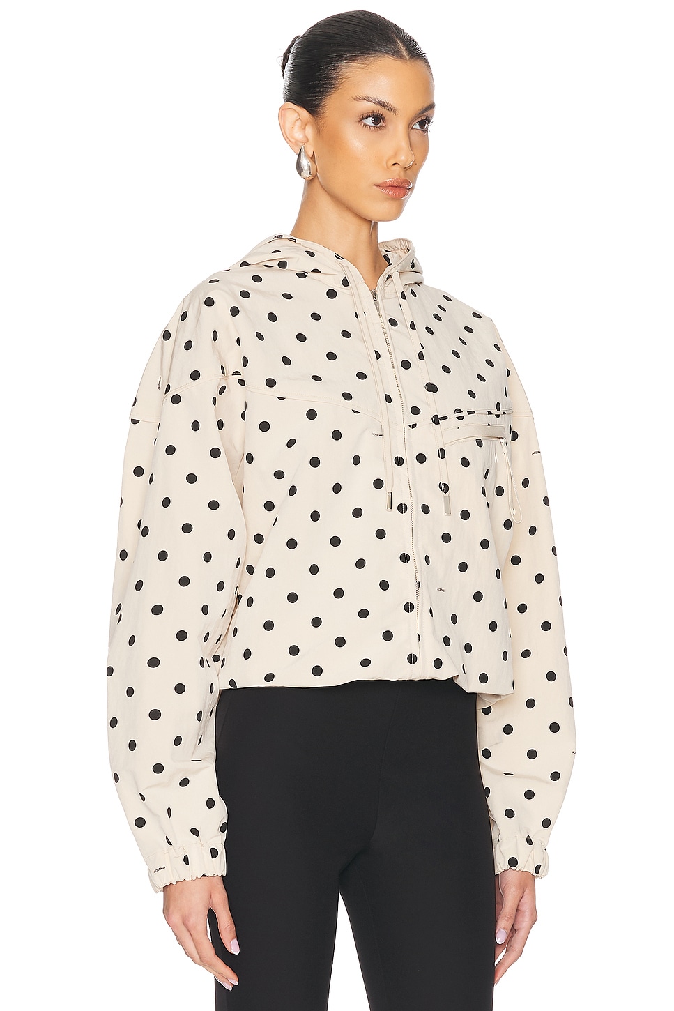 Jacquemus The Bateau Polka Dot Windbreaker In Off White