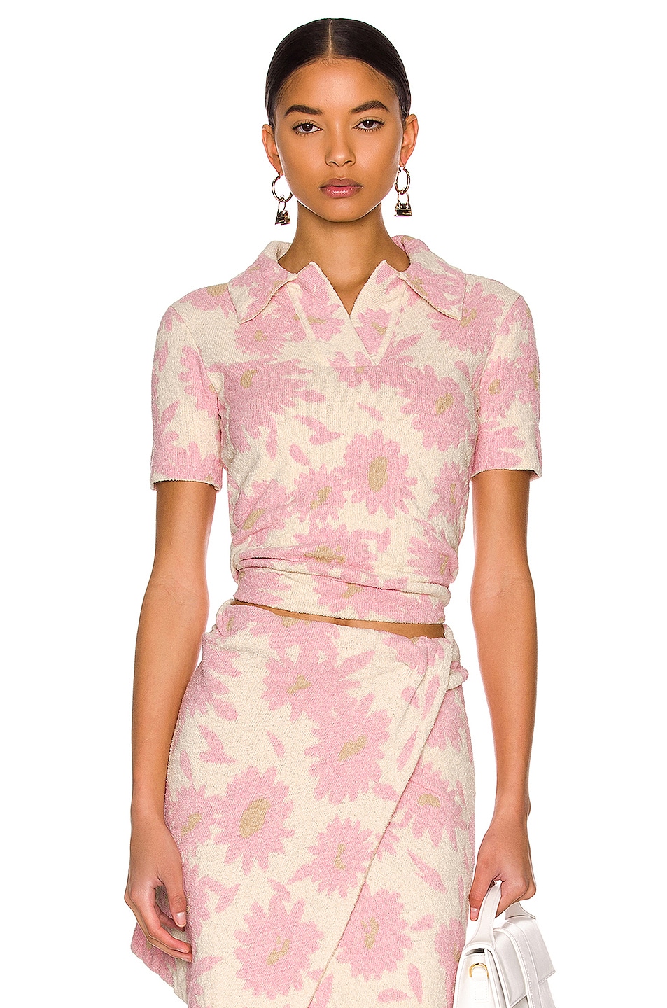 Image 1 of JACQUEMUS Le Polo Bagnu in Pink Flowers