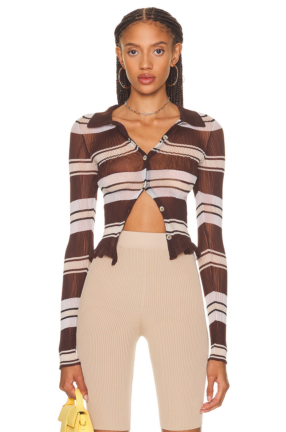 Image 1 of JACQUEMUS La Chemise Maille Sognu in Multi-Brown