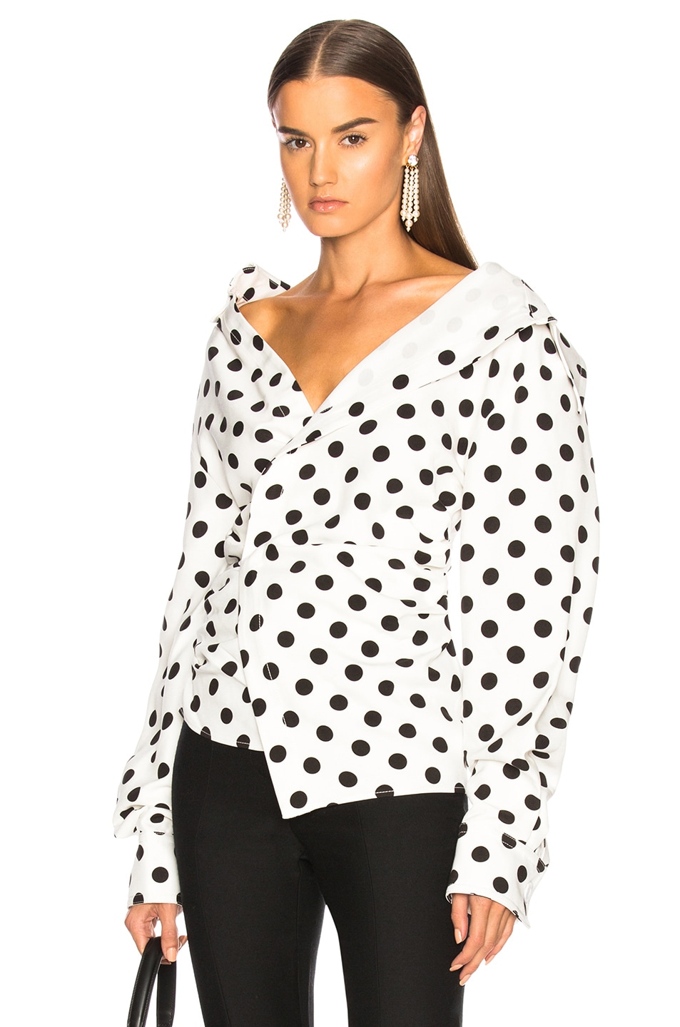 Image 1 of JACQUEMUS Elie Shirt in White & Black Dots