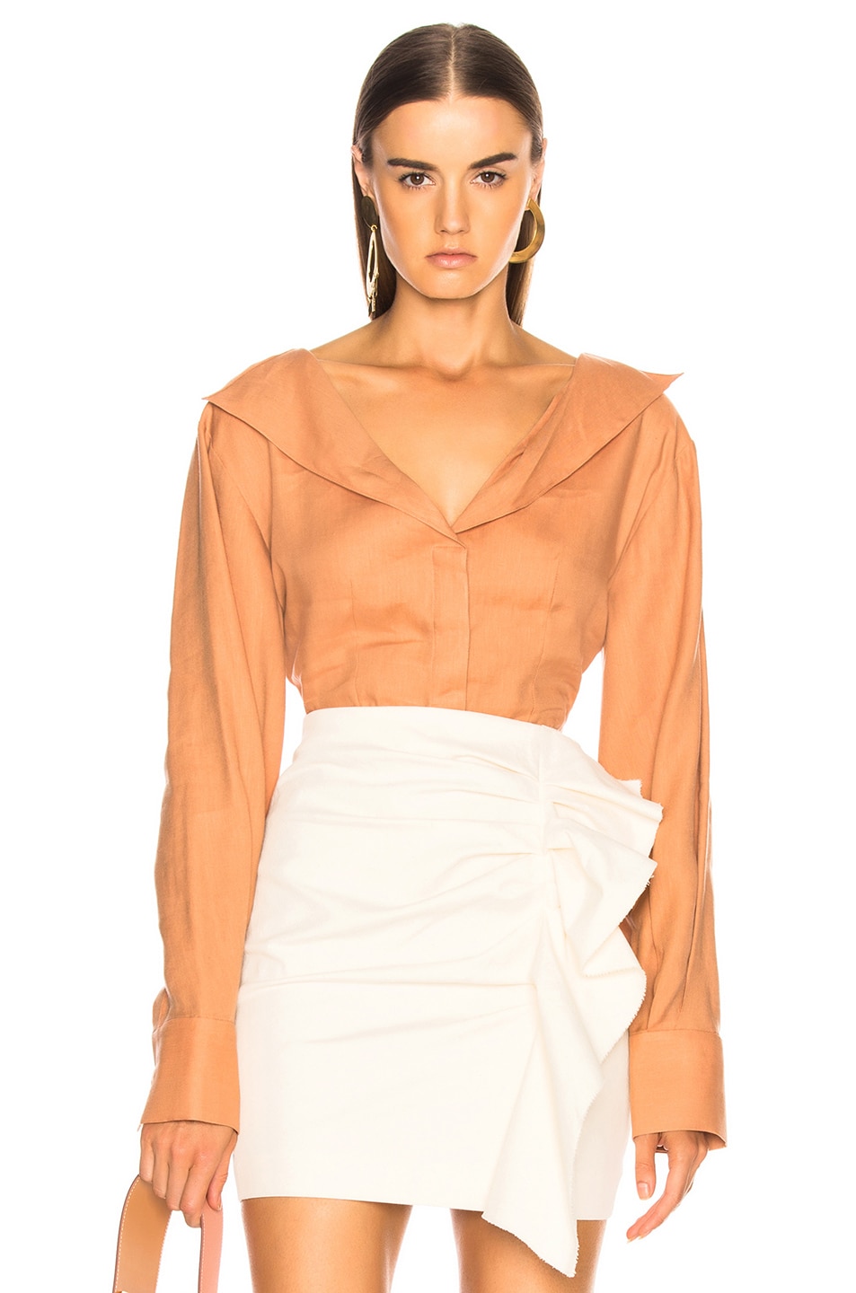 Image 1 of JACQUEMUS Button Down Blouse in Terracotta