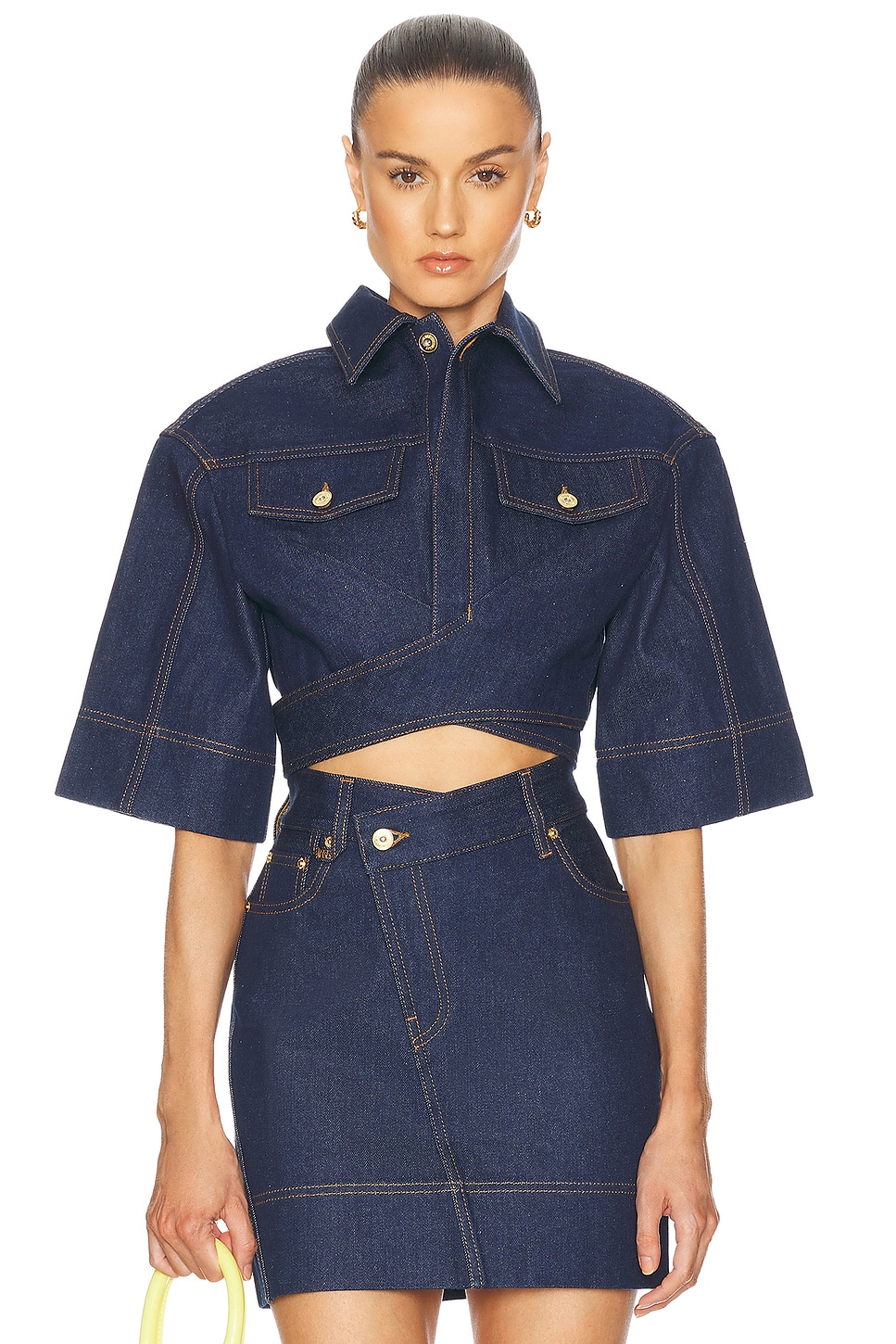 Image 1 of JACQUEMUS Le Haut De-nimes in Navy & Tabac