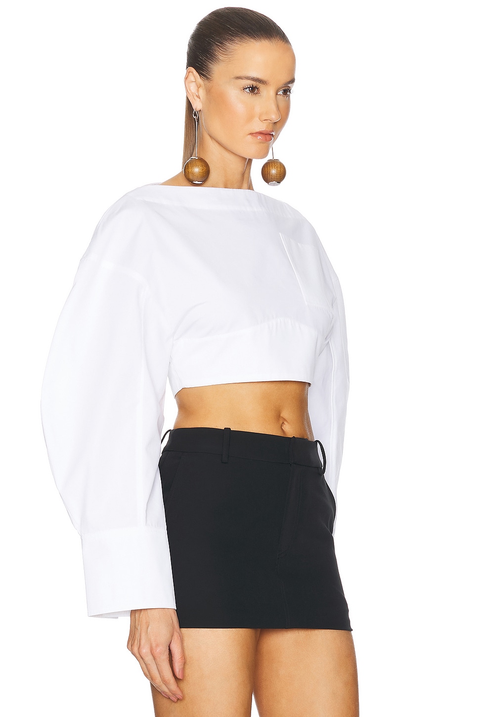 Jacquemus Le Haut Casaco Cutout Crop Cotton Poplin Shirt In White