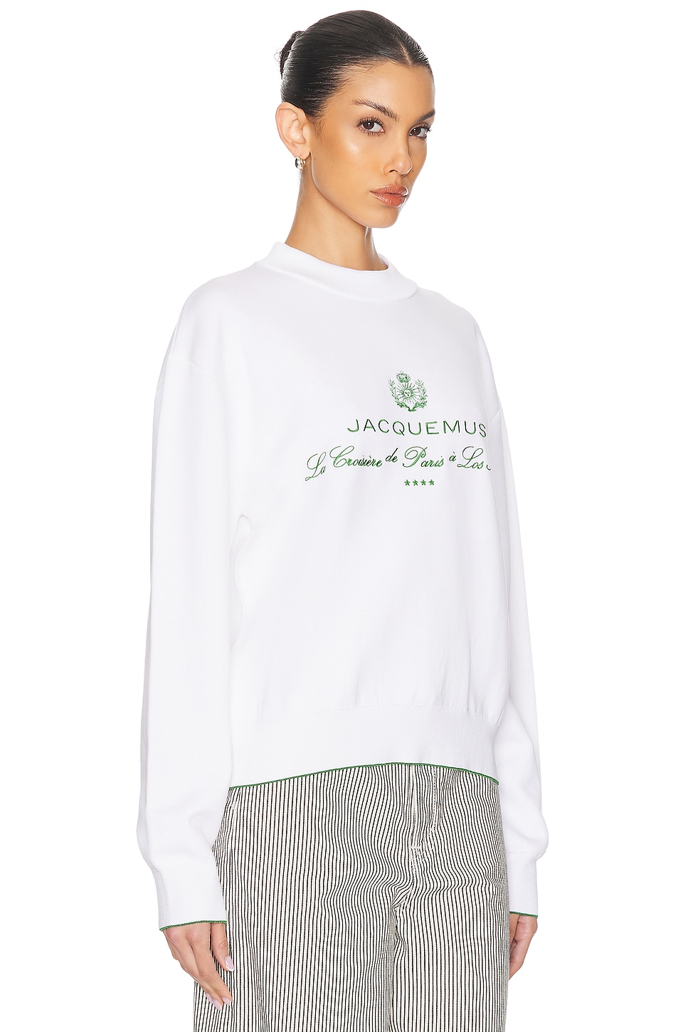 Jacquemus Womens Hotel Address White The Venice Embroidered-text Woven-knitted Top In White