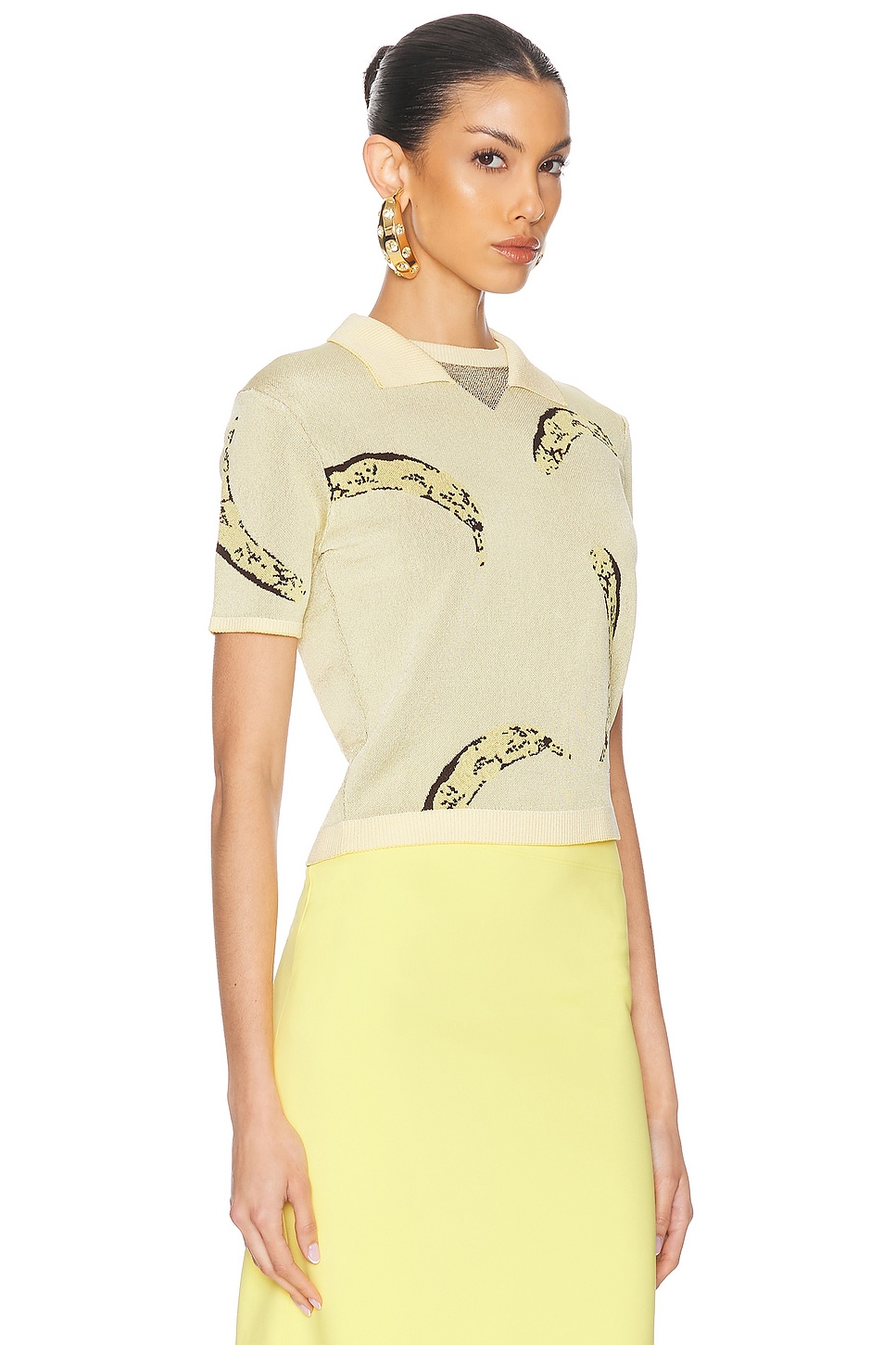 Jacquemus Womens Banana Jacquard Yellow The Marino Banana-print Woven-knitted Polo Top In Yellow
