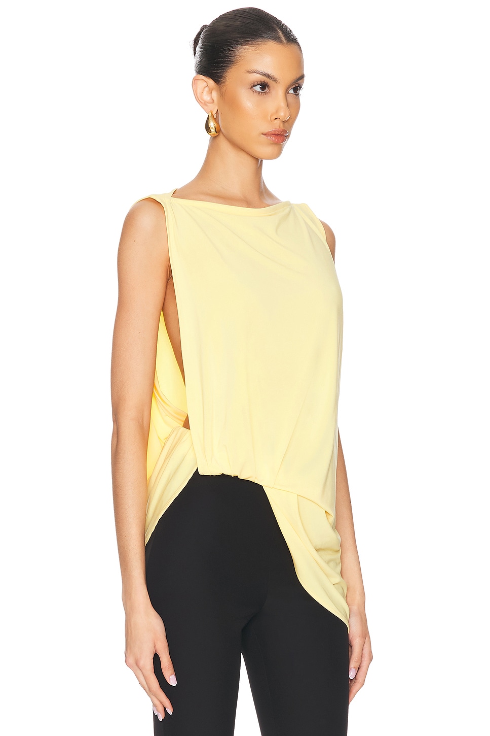 Jacquemus Draped Sleeveless Asymmetric Lightweight Top In Yellow