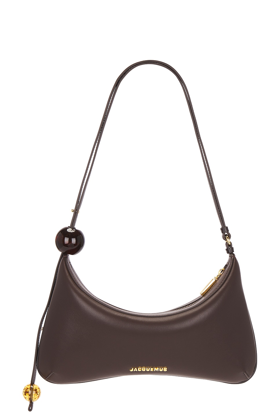 Jacquemus Womens Le Bisou Perle Leather Shoulder Bag Medium Brown In Brown