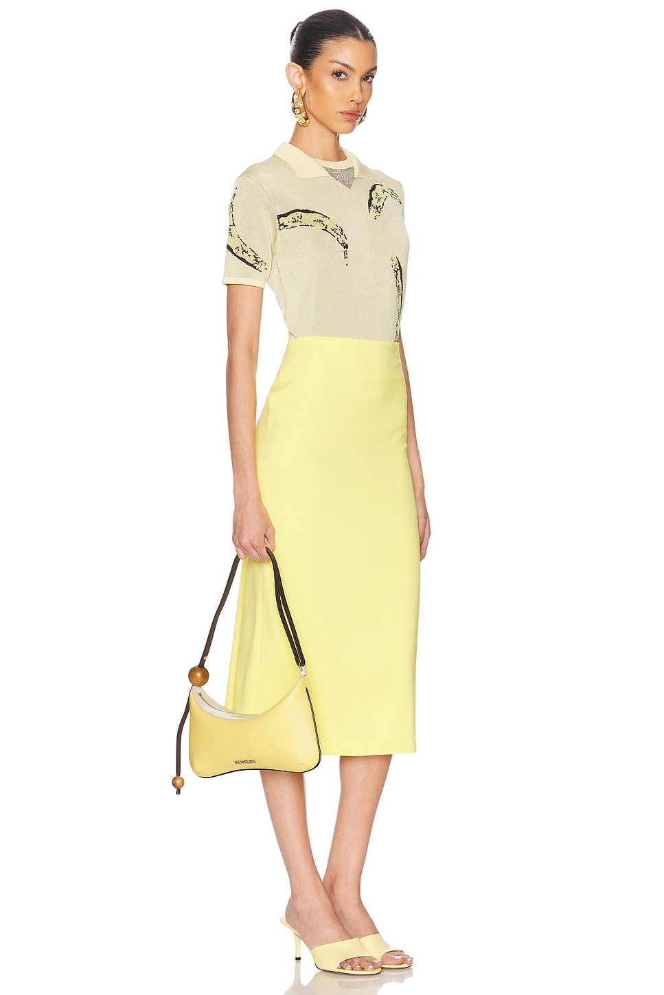 Jacquemus 'le Grand Bisou Perle' Yellow Shoulder Bag With Adjustable Shoulder Strap And Front Logo In Light Yellow