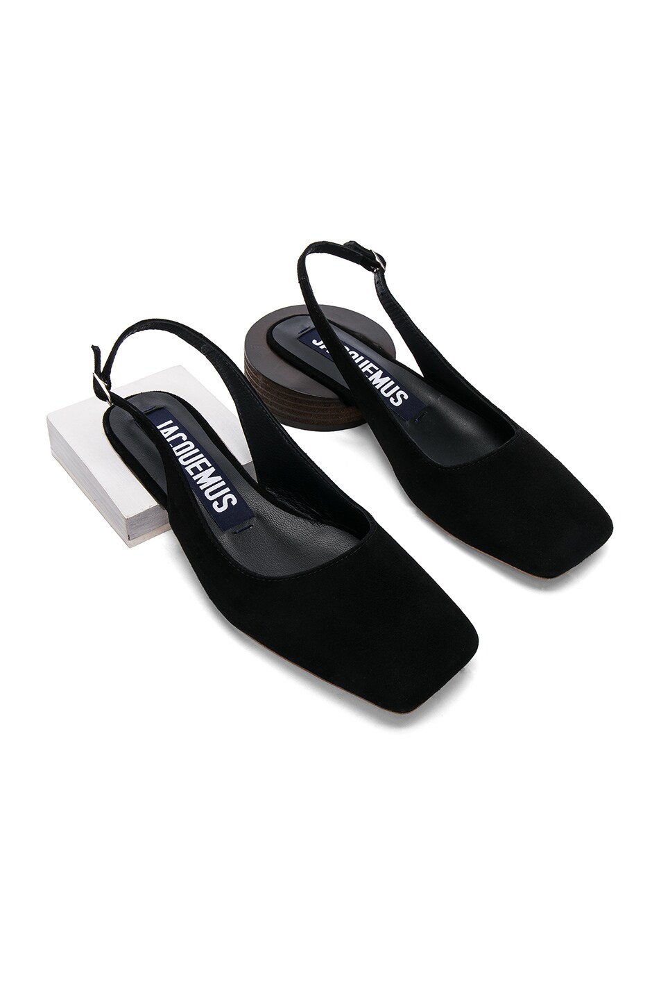 Image 1 of JACQUEMUS Suede Slingback Flats in Black