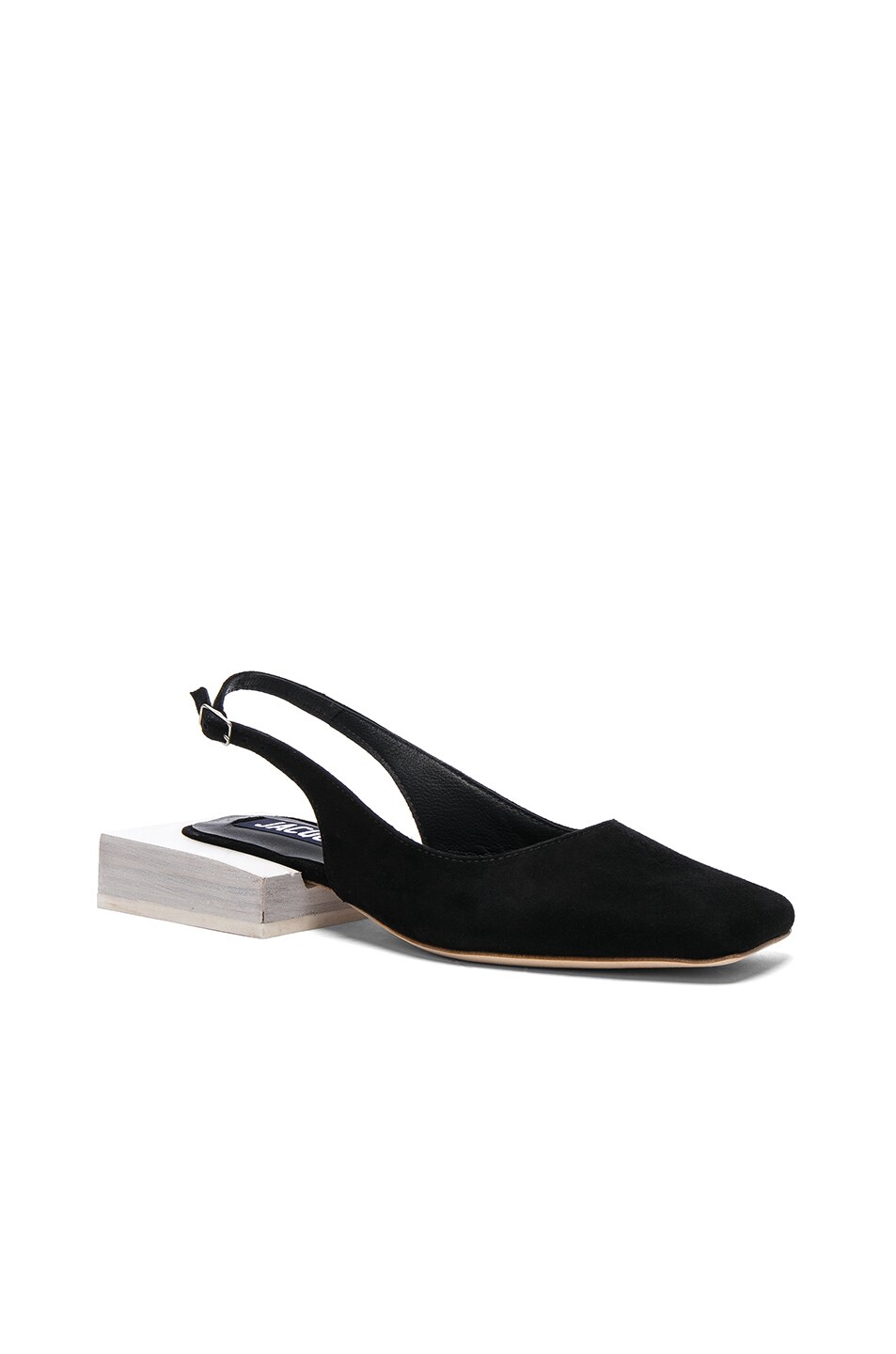 JACQUEMUS Suede Slingback Flats in Black | FWRD