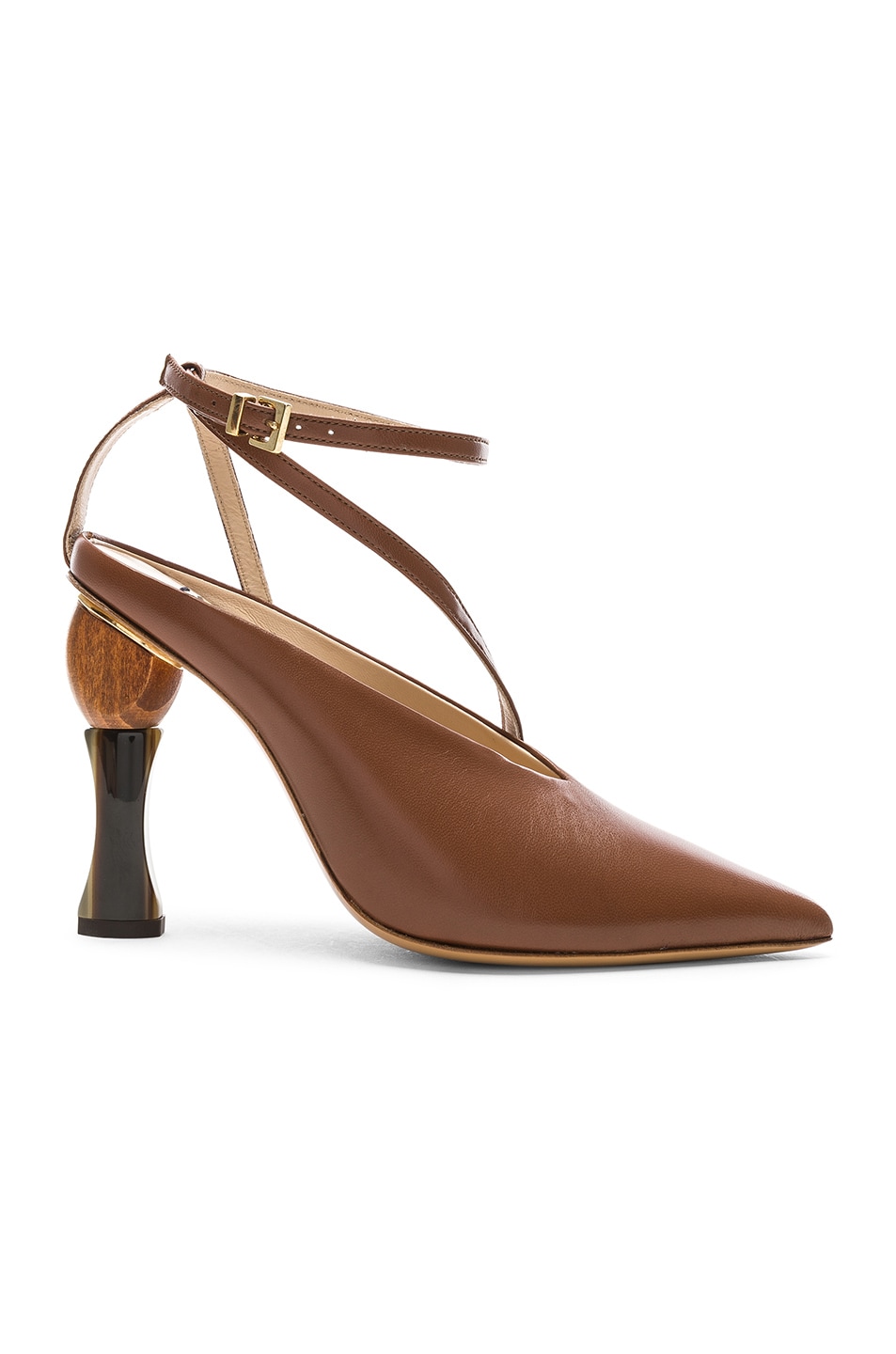 Image 1 of JACQUEMUS Leather Faya Heels in Brown Leather