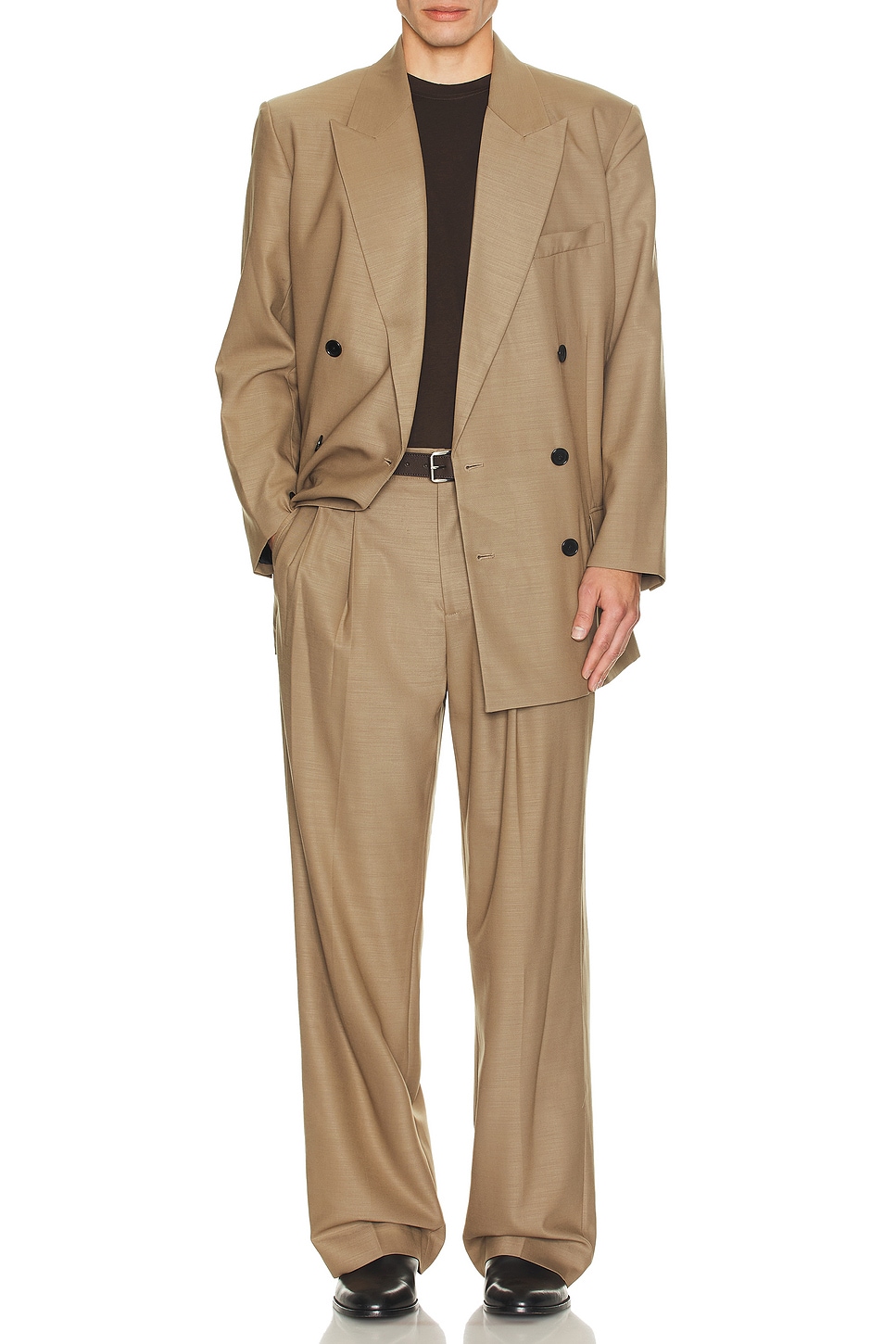 Image 1 of SIMKHAI George Oversized Double Breasted Jacket in Dark Cashmere