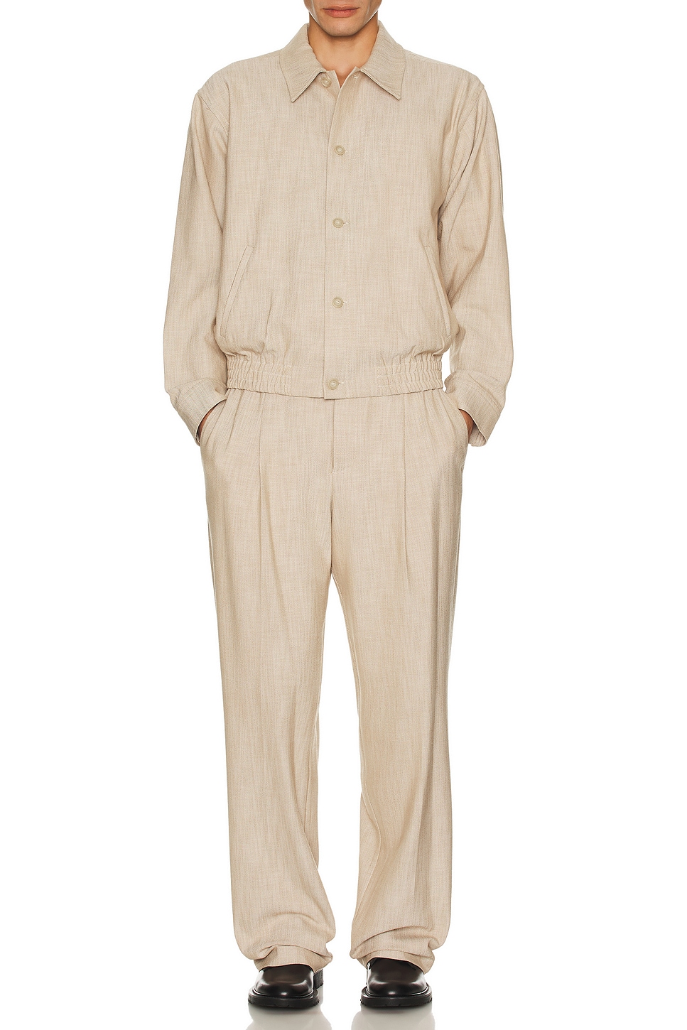 Image 1 of SIMKHAI Duncan Single Pleat Pull On Pants in Natural Linen