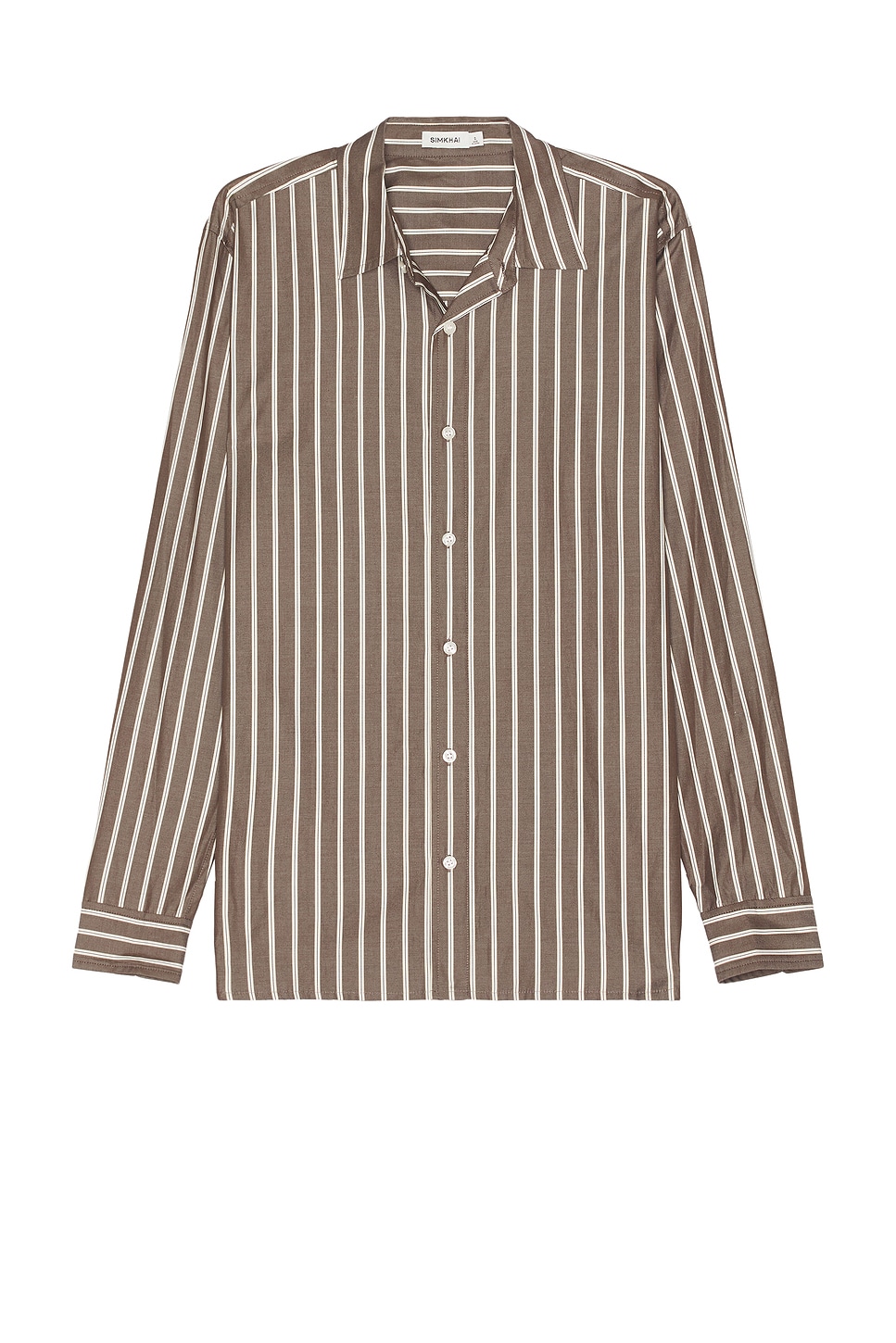 Shop Simkhai Hendrix Shirt In Chocolate Stripe