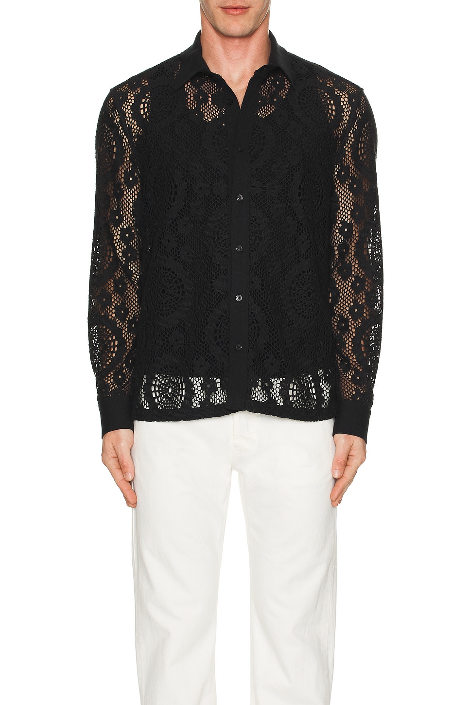 Image 1 of SIMKHAI Lace Button Down Shirt in Black