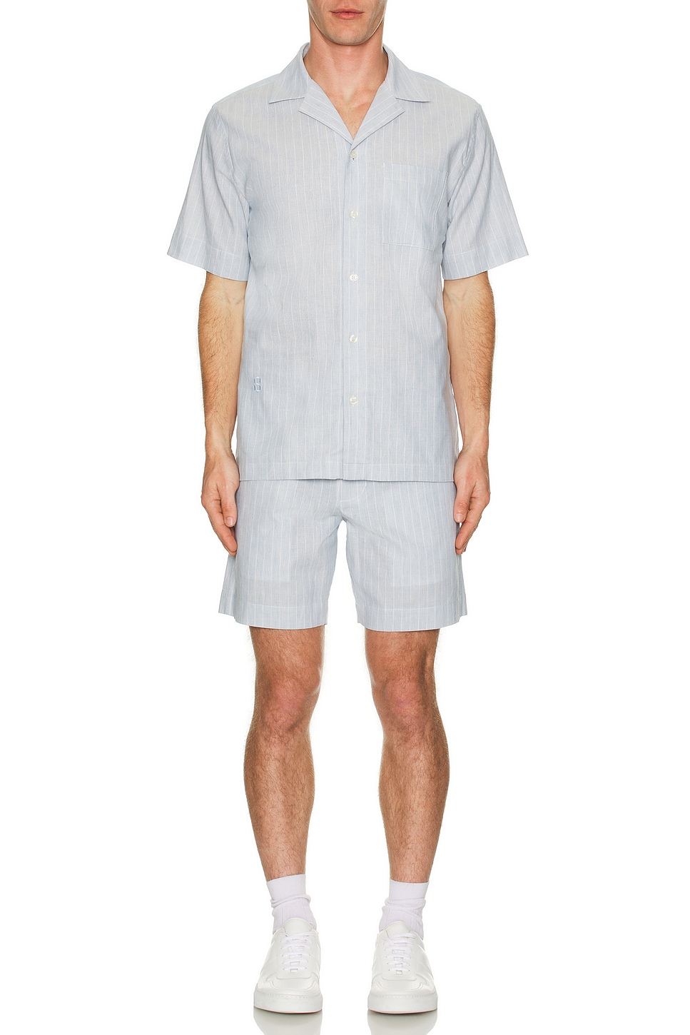 Image 1 of SIMKHAI Poe Camp Shirt in Haze Stripe