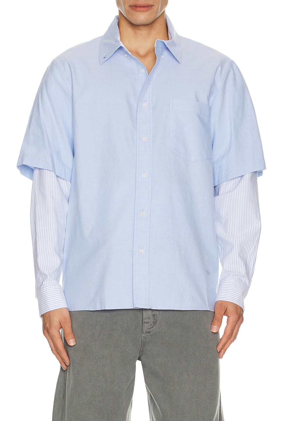 Image 1 of SIMKHAI Quade Double Sleeve Shirt in Breeze Multi