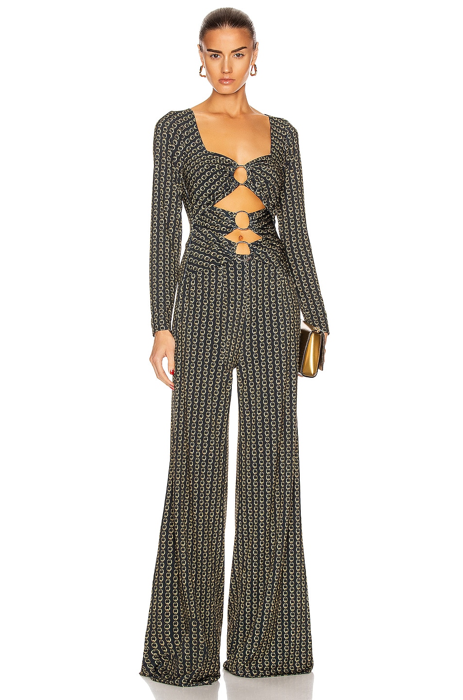 Image 1 of SIMKHAI Chain Cutout Jumpsuit in Midnight Combo
