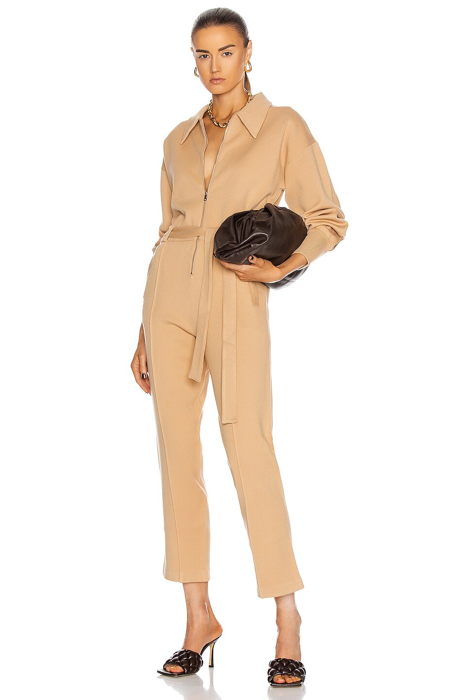 Image 1 of SIMKHAI Annabelle Belted Jumpsuit in Camel