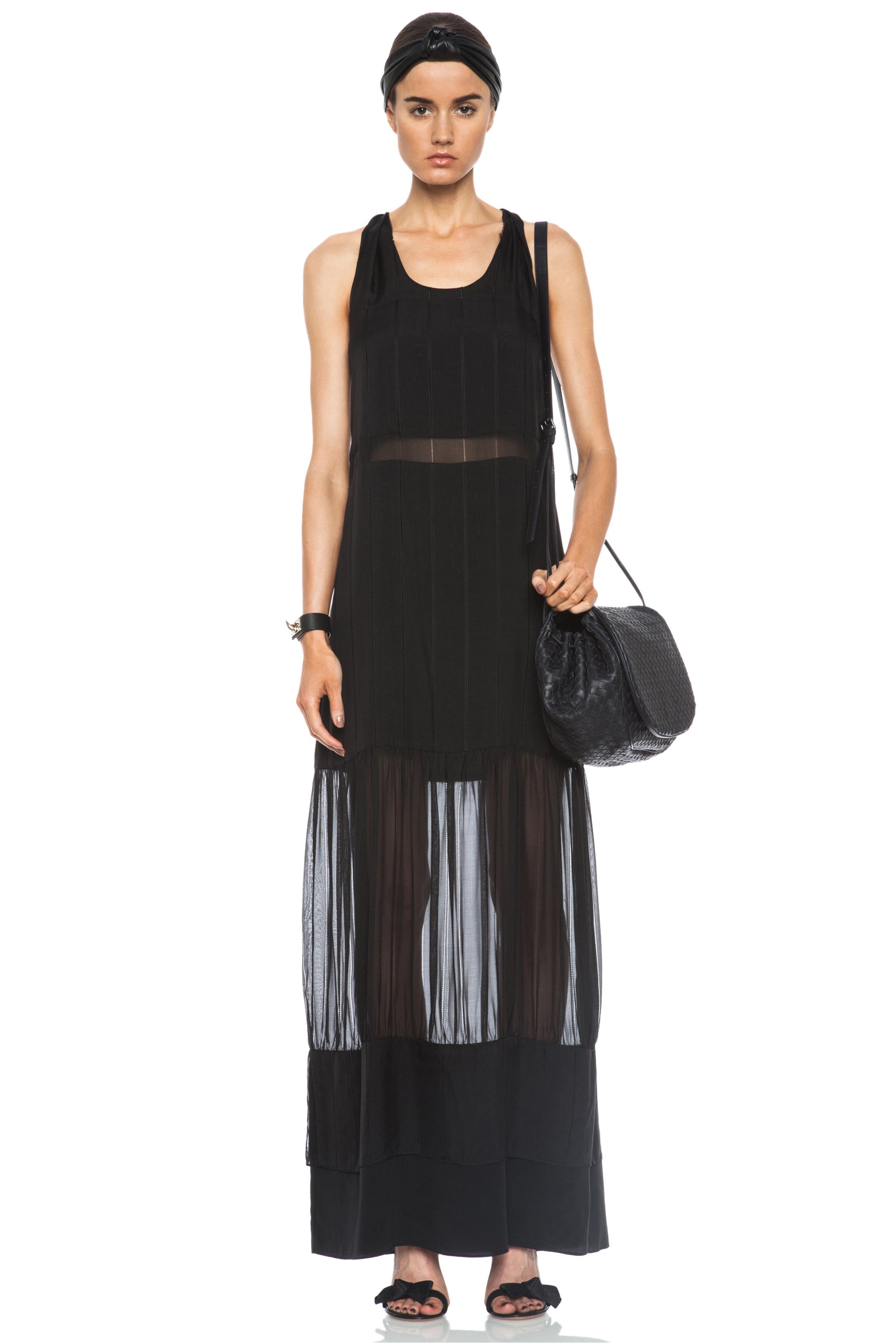 Image 1 of SIMKHAI Drew Silk Twist Back Dress in Black
