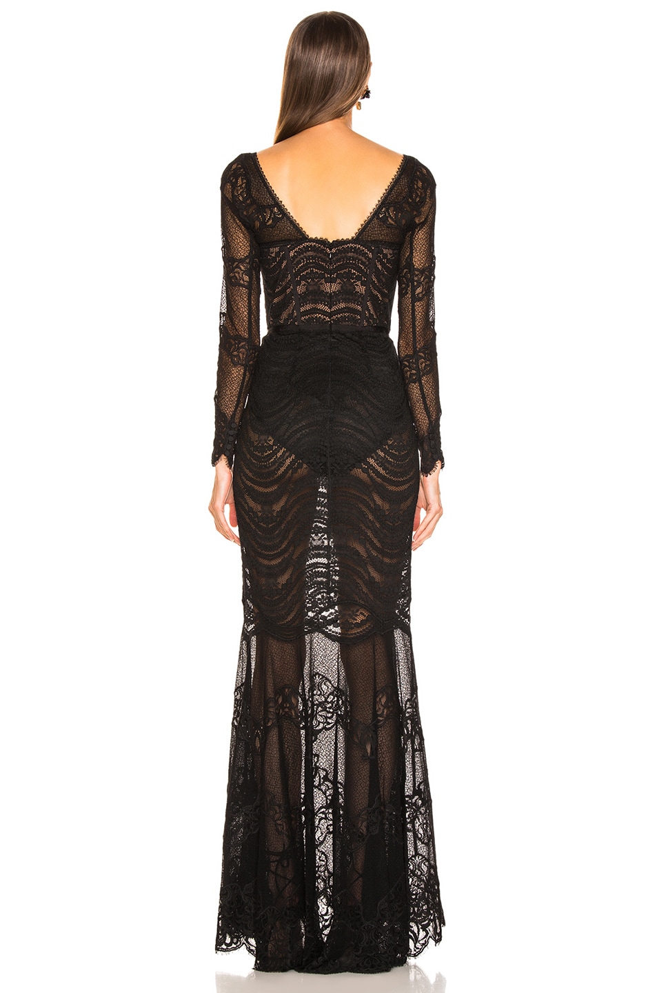 JONATHAN SIMKHAI Lace Bustier Gown in Black | FWRD