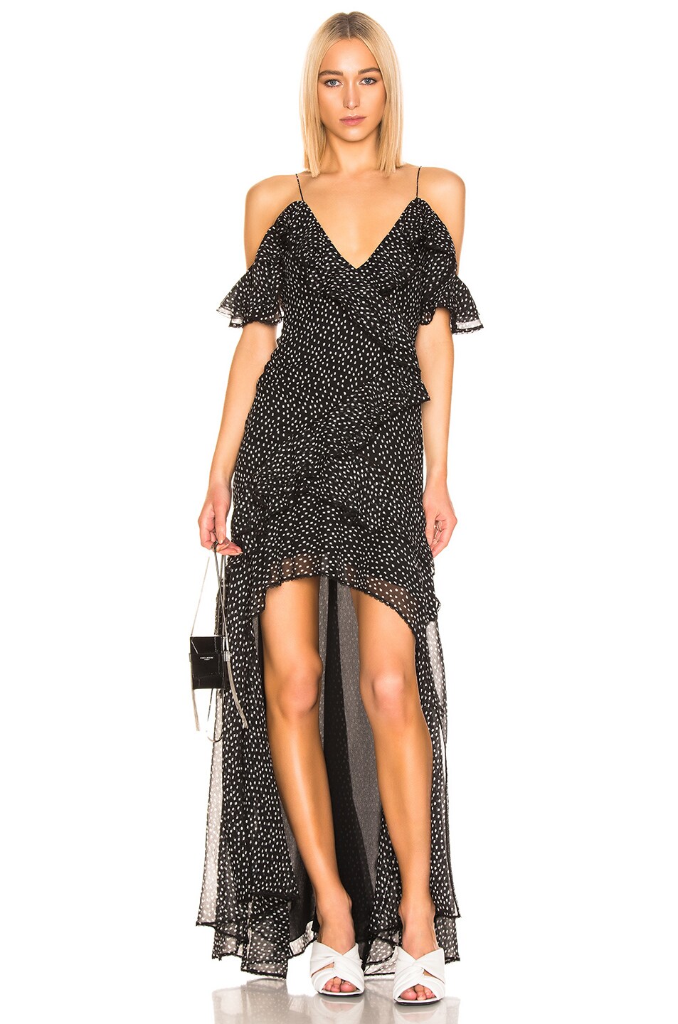 Image 1 of SIMKHAI Speckle High Low Dress in Black & White Print