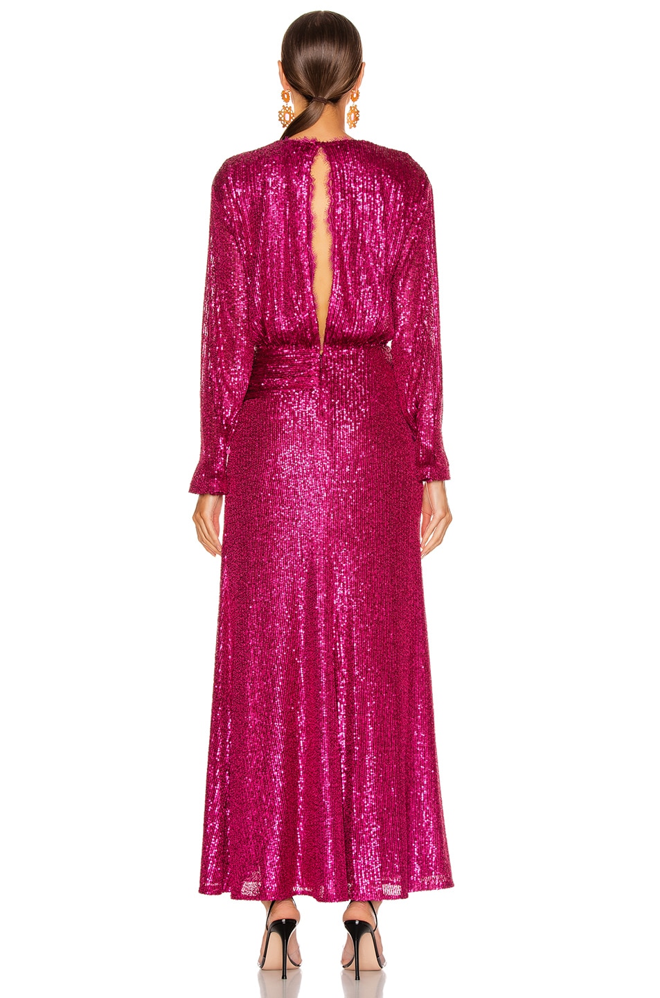 SIMKHAI Sequin Draped Front Gown in Magenta Combo | FWRD