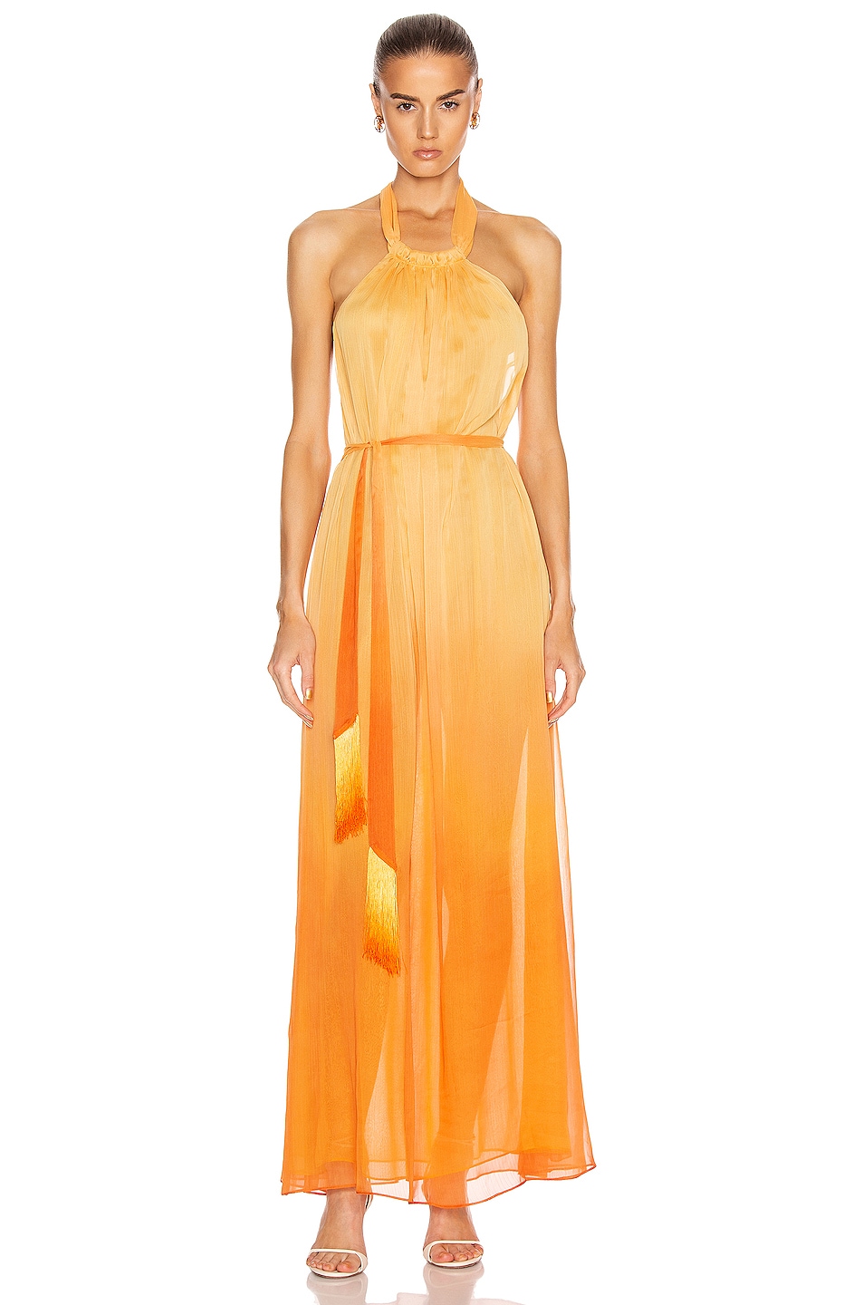 Image 1 of SIMKHAI Ombre Halter Maxi Dress in Amber Ombre