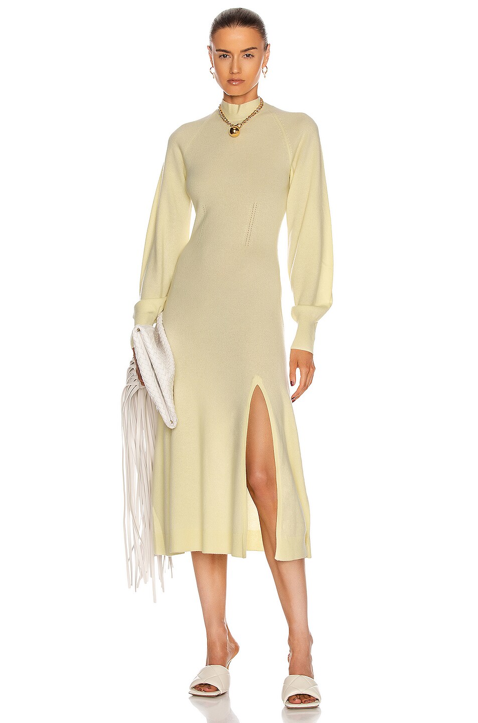 Image 1 of SIMKHAI Brielle Cashmere Dress in Pale Yellow