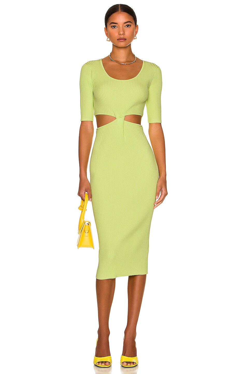 Image 1 of SIMKHAI Colette Midi Dress in Lemongrass