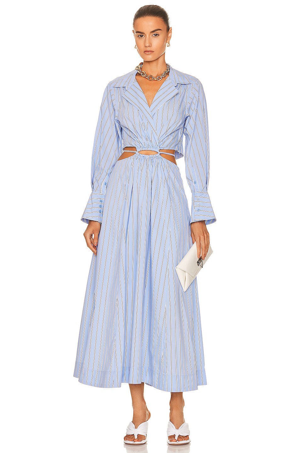 Image 1 of SIMKHAI Alex Midi Dress in Classic Blue Stripe