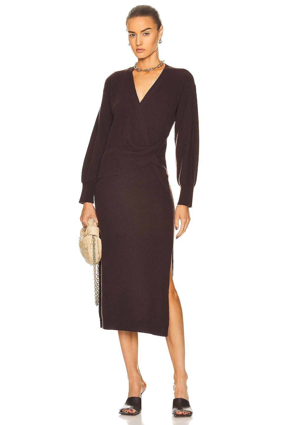 Image 1 of SIMKHAI Judith Midi Dress in Chocolate