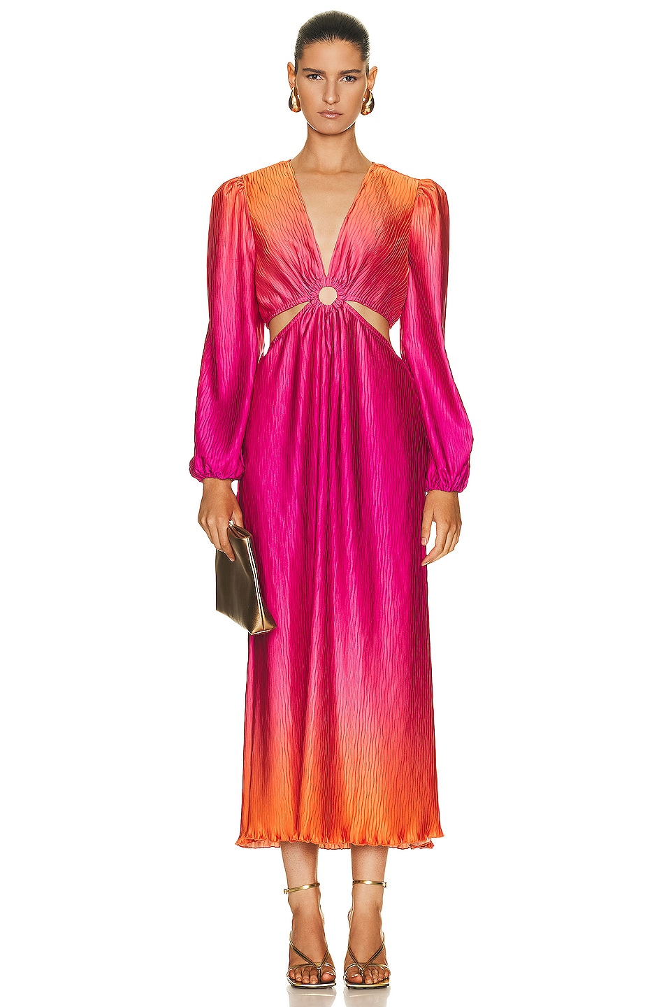 Image 1 of SIMKHAI Jaelyn Cut Out Maxi Dress in Tangerine Ombre