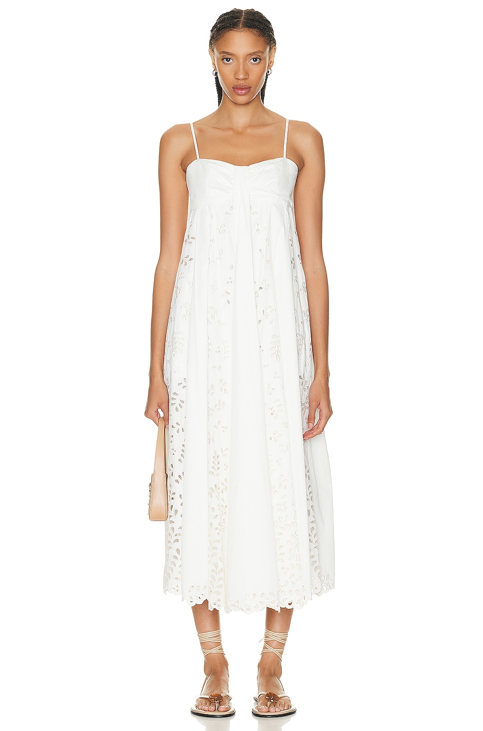 Image 1 of SIMKHAI Tori Seamed Midi Dress in White