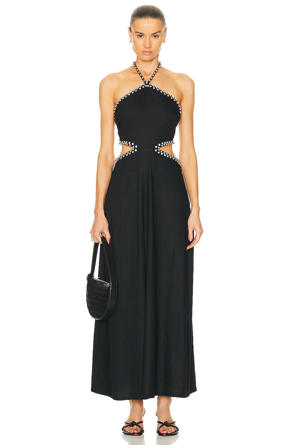Image 1 of SIMKHAI Bellina Halter Neck Cut Out Maxi Dress in Black