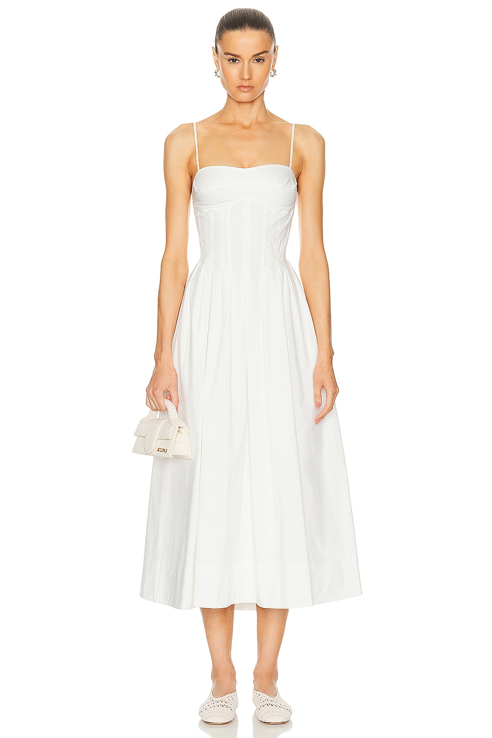 Image 1 of SIMKHAI Kittiya Sleeveless Midi Dress in White