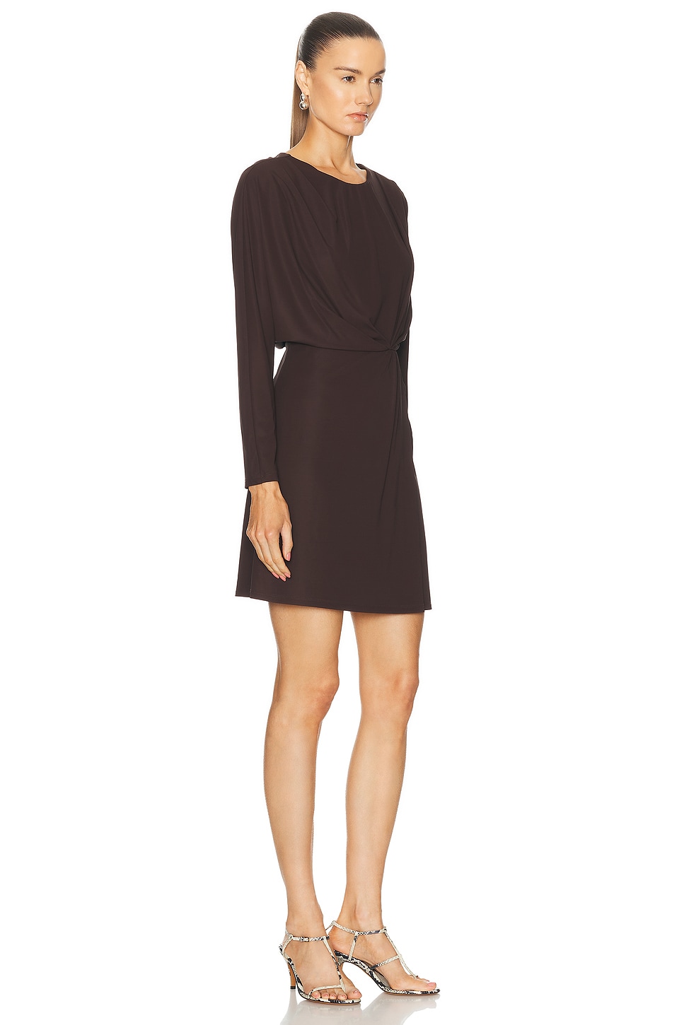 Shop Simkhai Tasha Draped Mini Dress In Espresso