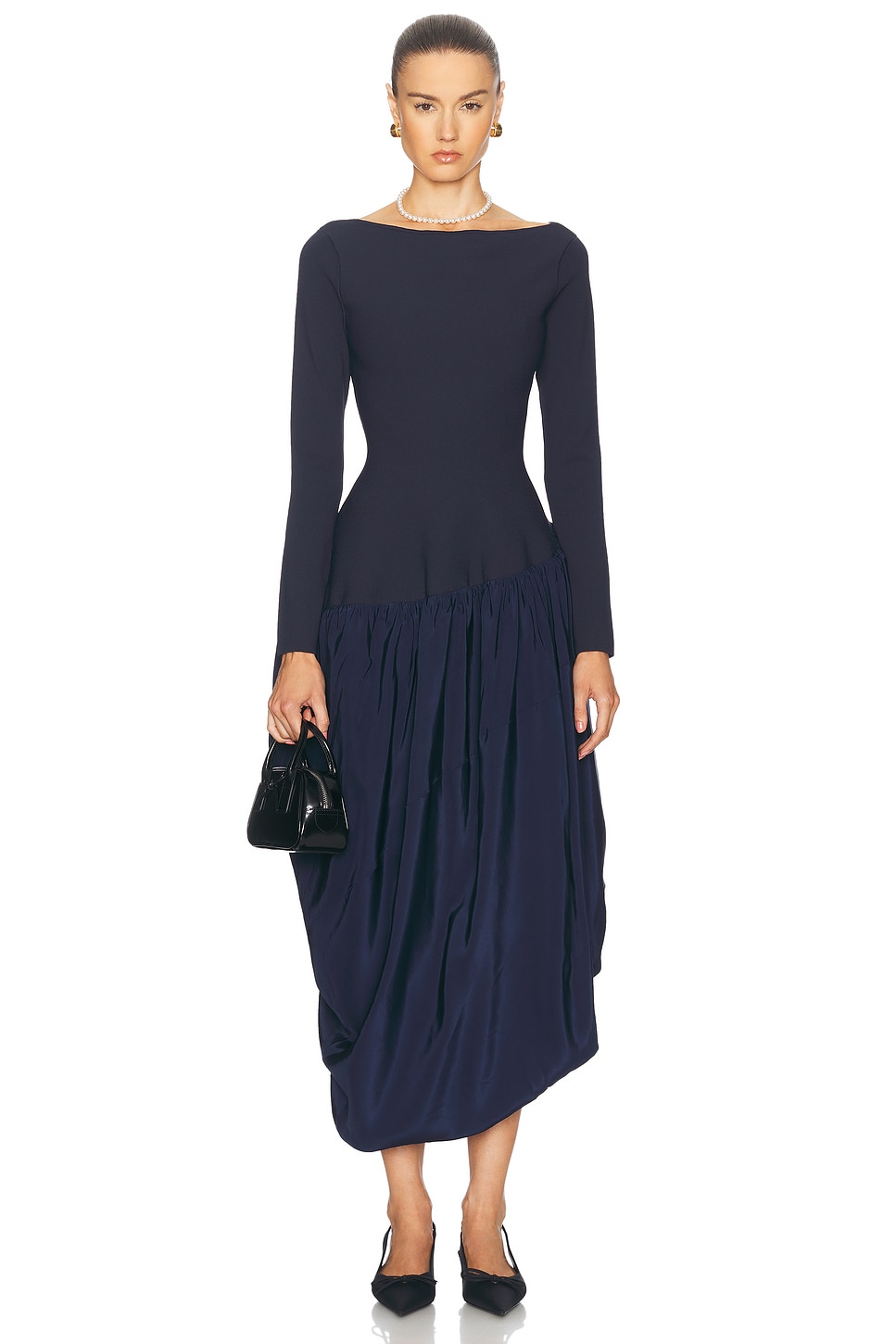 Image 1 of SIMKHAI Angela Combo Midi Dress in Midnight