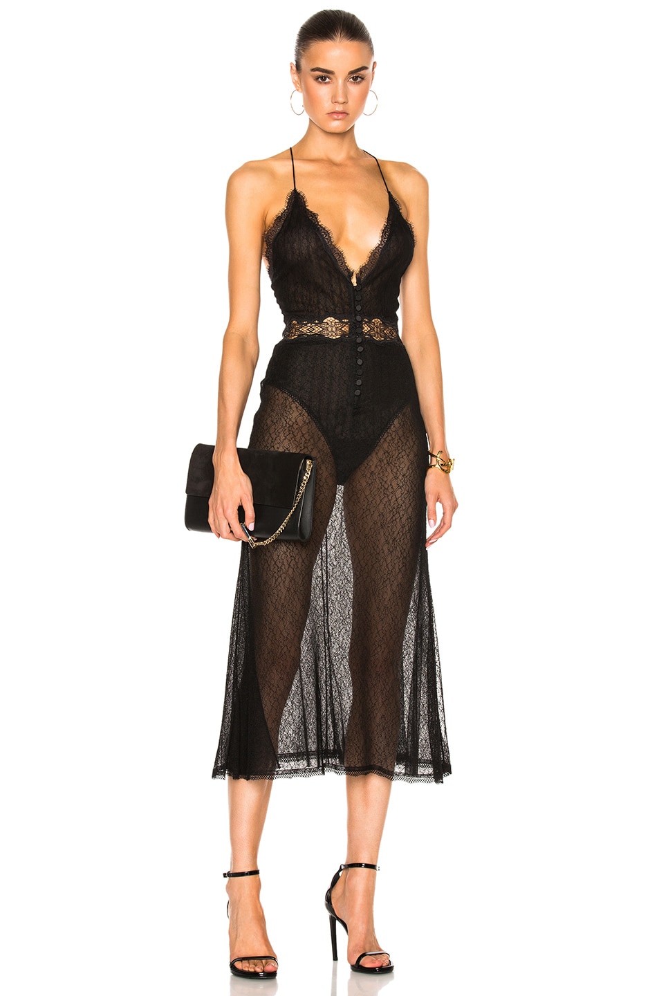 Image 1 of SIMKHAI for FWRD Threaded Tulle Lace Dress in Black