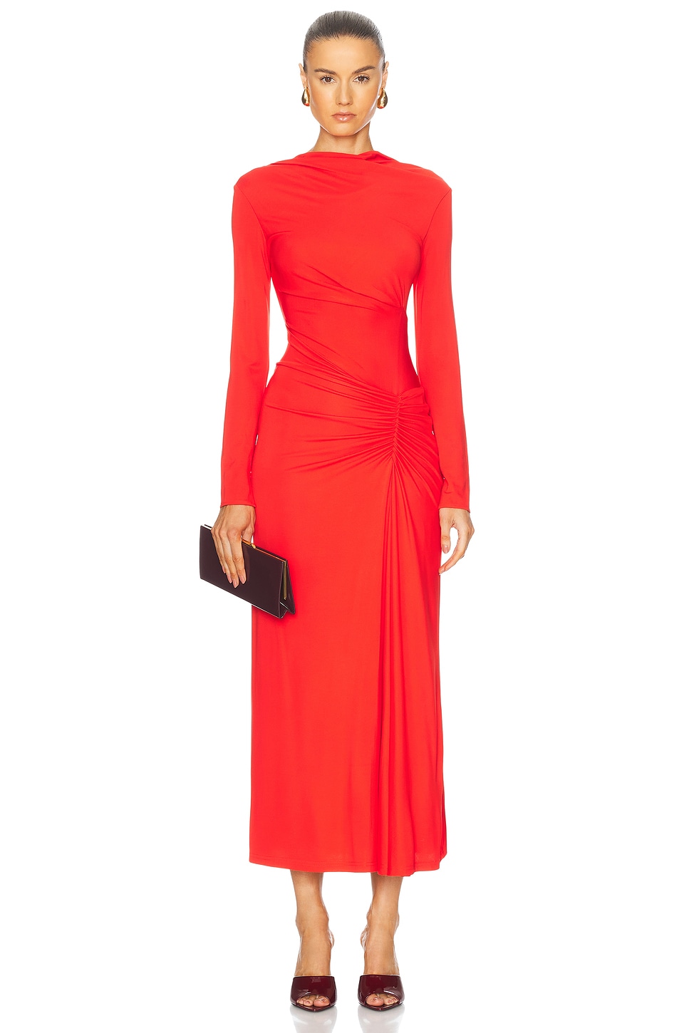 Image 1 of SIMKHAI Ferrera Midi Dress in Fiery Red