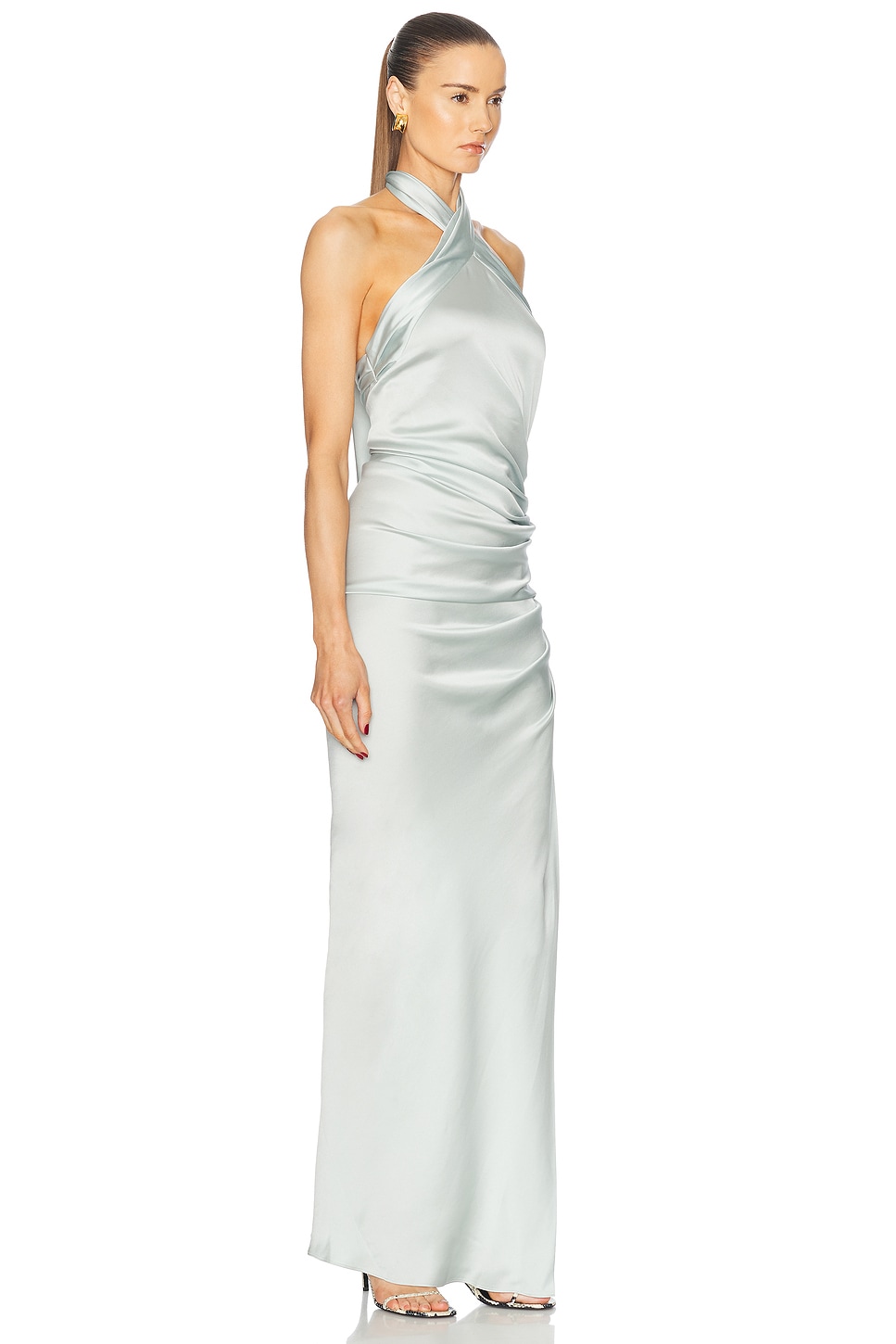Simkhai Sarabella Halter Neck Dress In Powder Blue