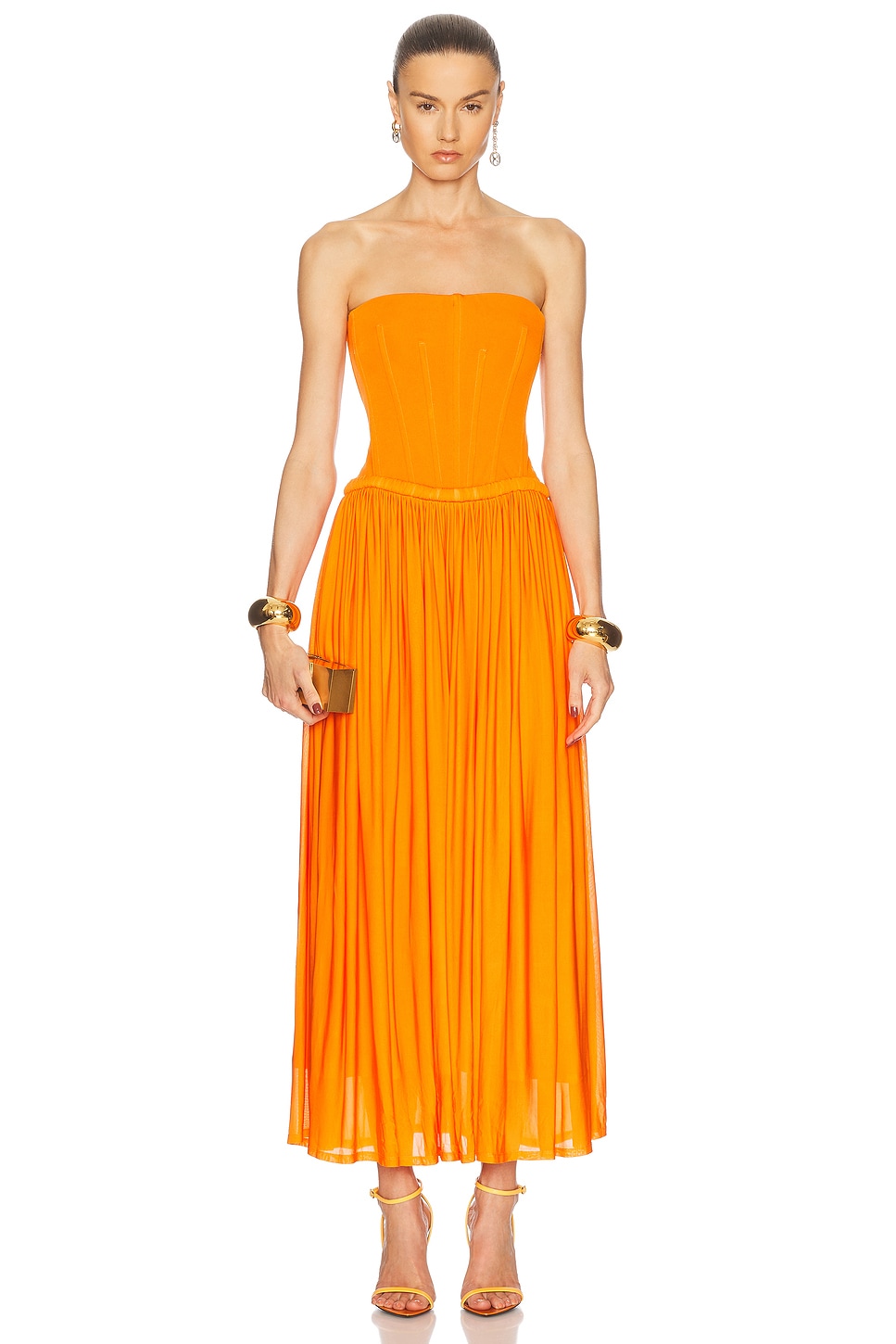 Adalys Bustier Midi Dress in Orange